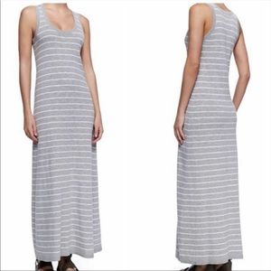 Vince Striped Slub Sleeveless Maxi Dress in Heather Gray